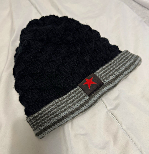 Men black grey knit - black/grey, beanie