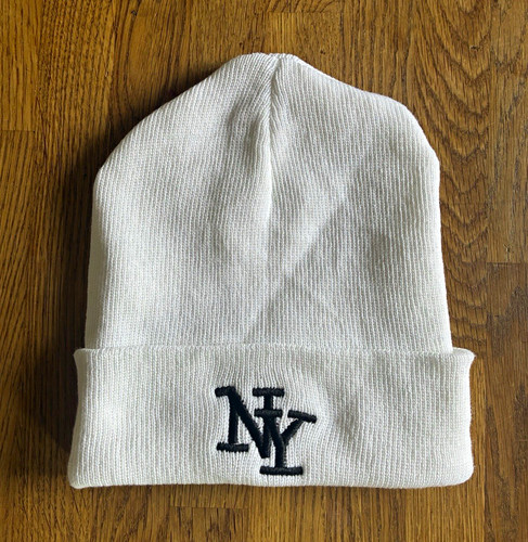 White acrylic knit beanie - white,