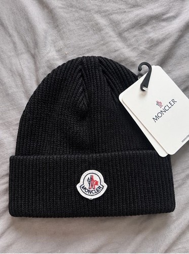 Black moncler beanie knit hat - black,