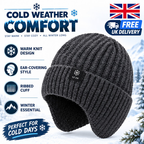 Mens winter knitted peaked cap - winter,