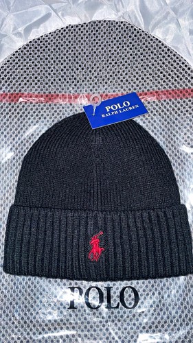 Black knit beanie hat - hat, red