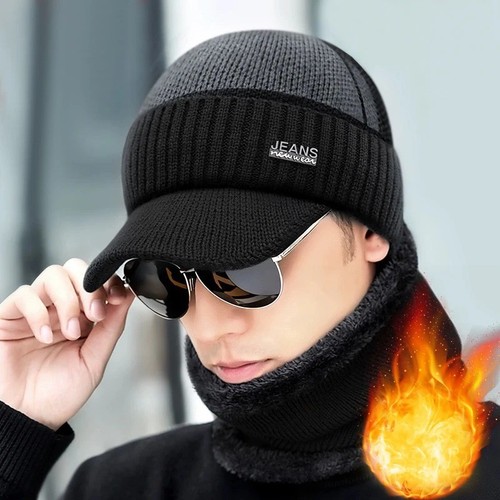 Mens winter warm peaked beanie - warm,