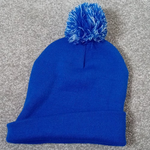 Blue acrylic knit beanie - knit,