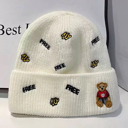 White acrylic knit - knit, beanie