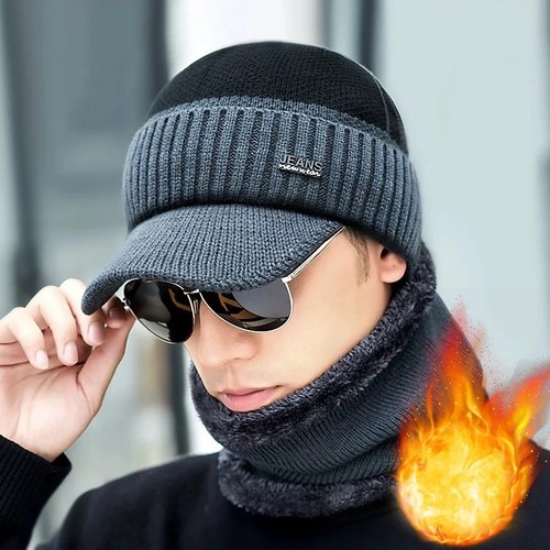 Mens winter warm peaked beanie - mens,