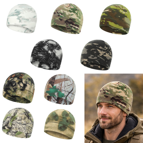 Camouflage fleece beanie - beanie, hat