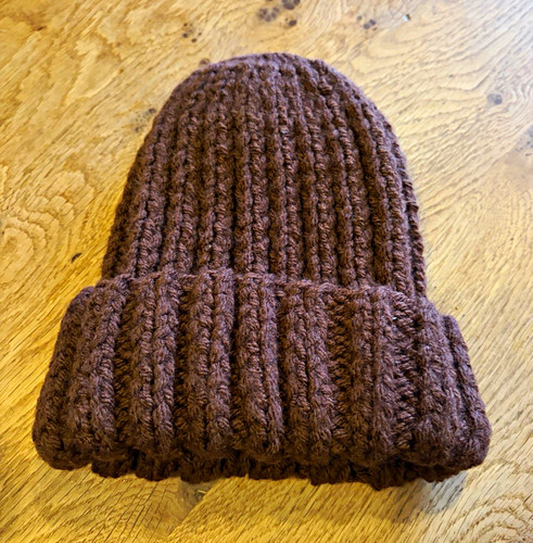 Brown ribbed knit beanie - brown,