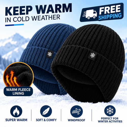 Mens winter knitted peaked - peaked, cap