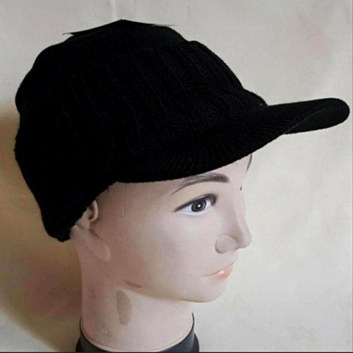 Black knitted beanie beanny - black,